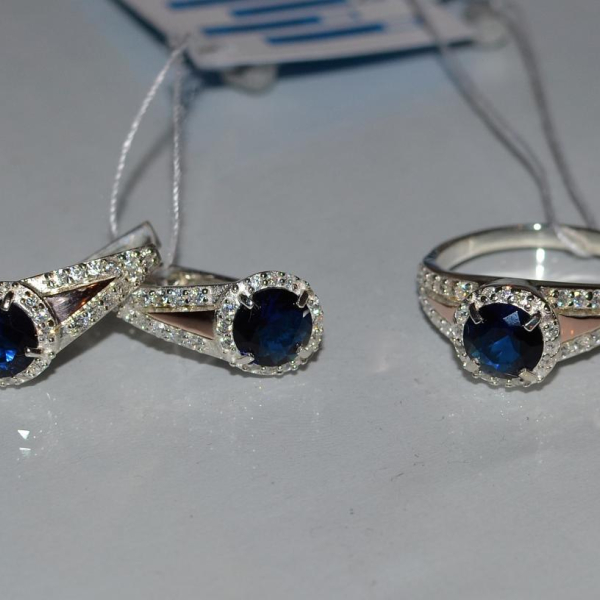 Срібний набір з пластинами із золота