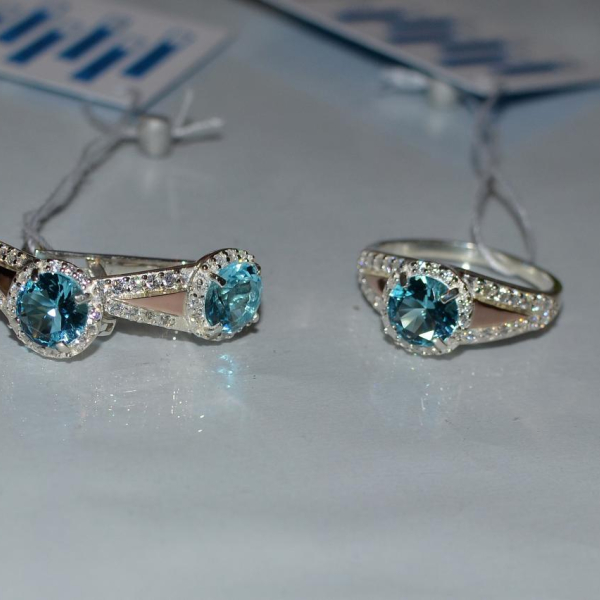 Срібний набір з пластинами із золота