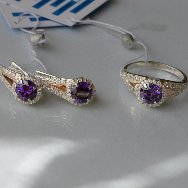 Срібний набір з пластинами із золота