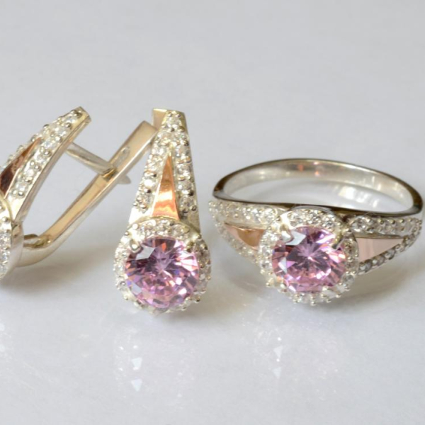 Срібний набір з пластинами із золота