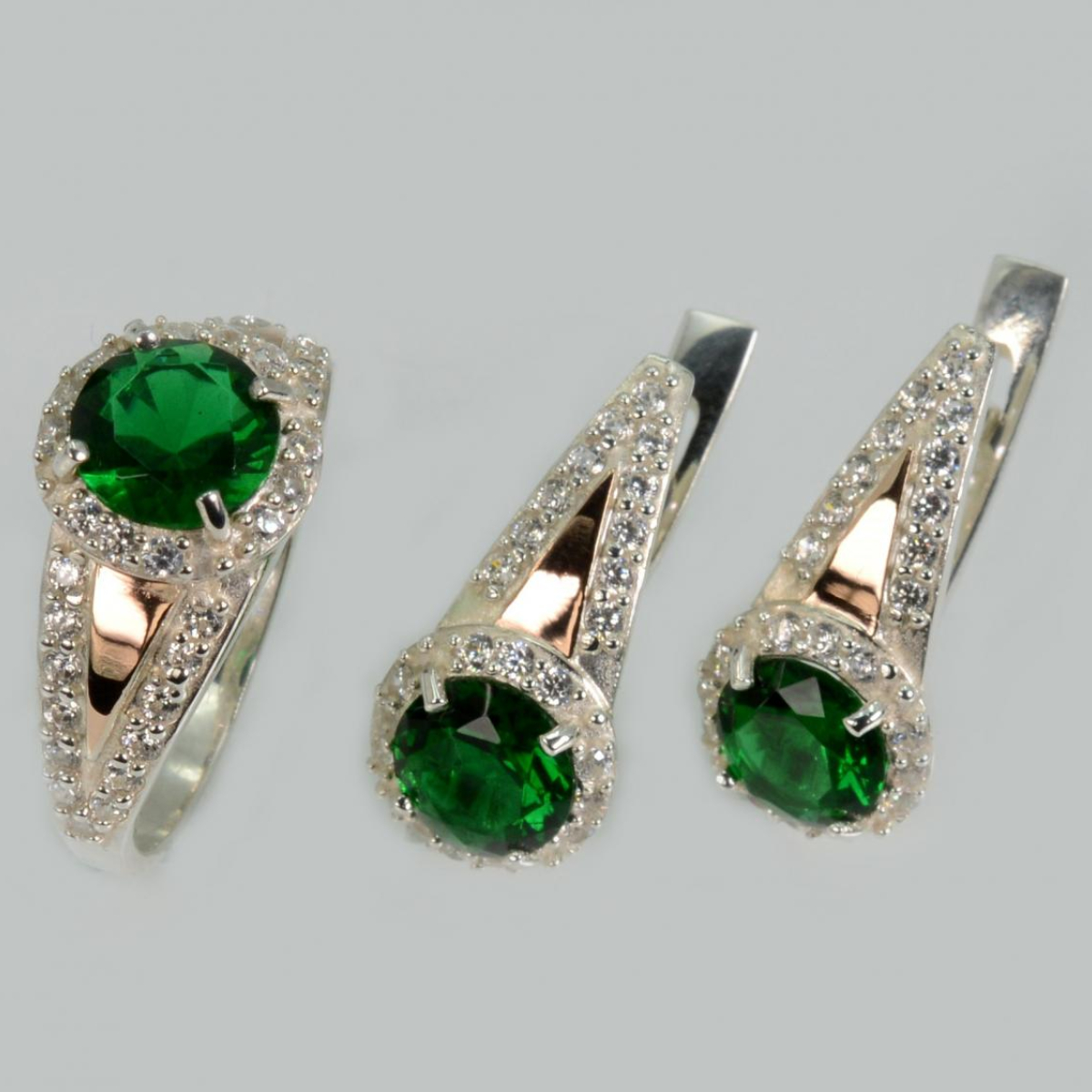 Срібний набір з пластинами із золота