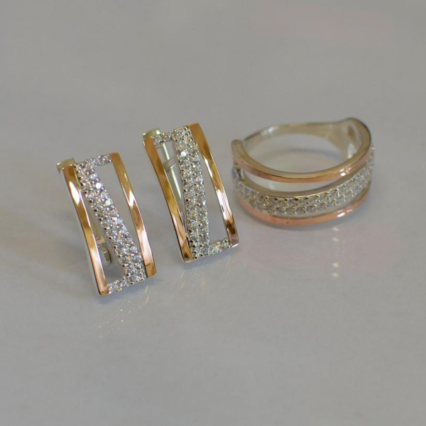 Набір із срібла 925 проби і золота 375 проби