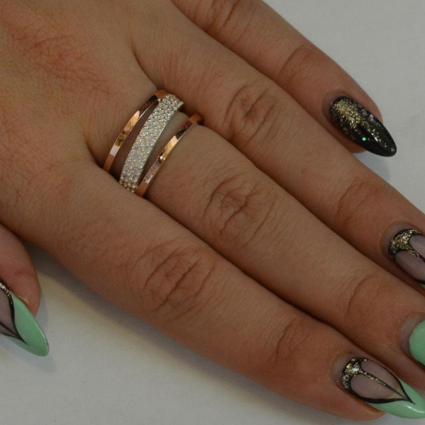 Каблучка із срібла 925 проби і золота 375 проби