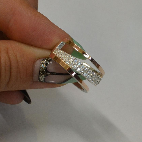 Каблучка із срібла 925 проби і золота 375 проби