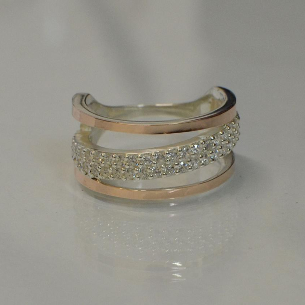 Каблучка із срібла 925 проби і золота 375 проби