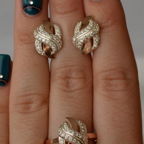 Срібний гарнітур з золотими накладками