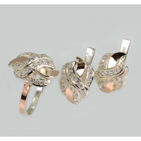 Серебряный гарнитур с золотыми накладками