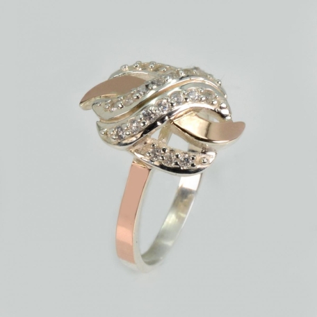 Срібна каблучка  с напайками из золота