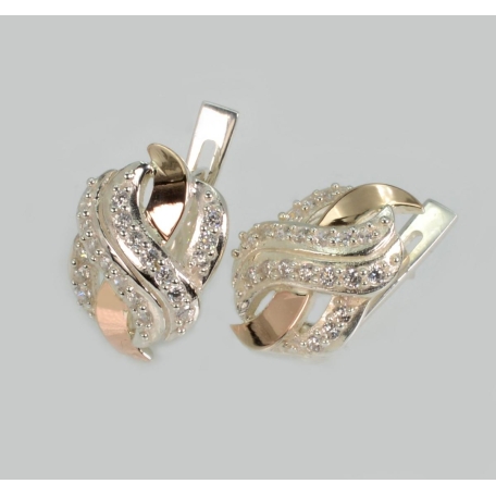 Серебряные сережки со вставками из золота