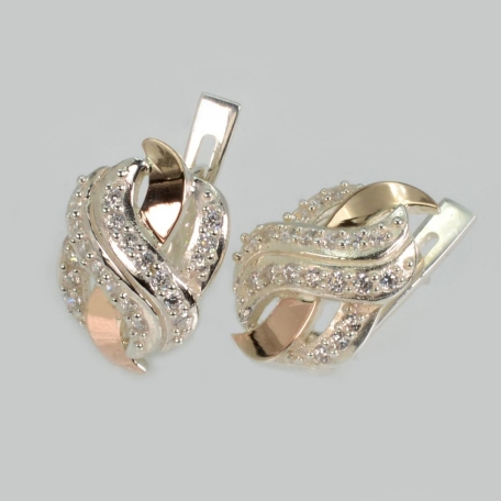 Срібні сережки зі вставками із золота