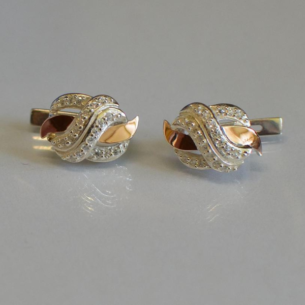 Срібні сережки зі вставками із золота