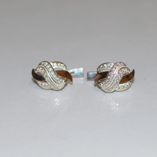 Срібні сережки зі вставками із золота