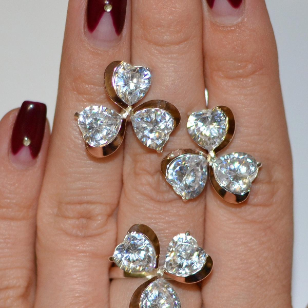 Срібний набір з накладками з золота