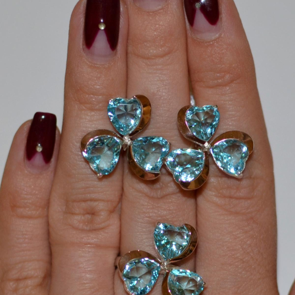 Срібний набір з накладками з золота