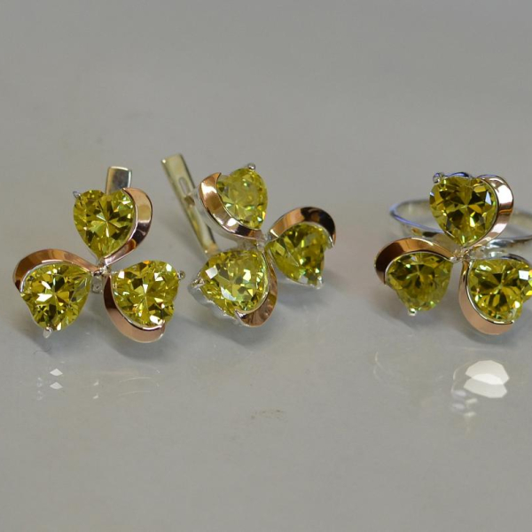 Срібний набір з накладками з золота