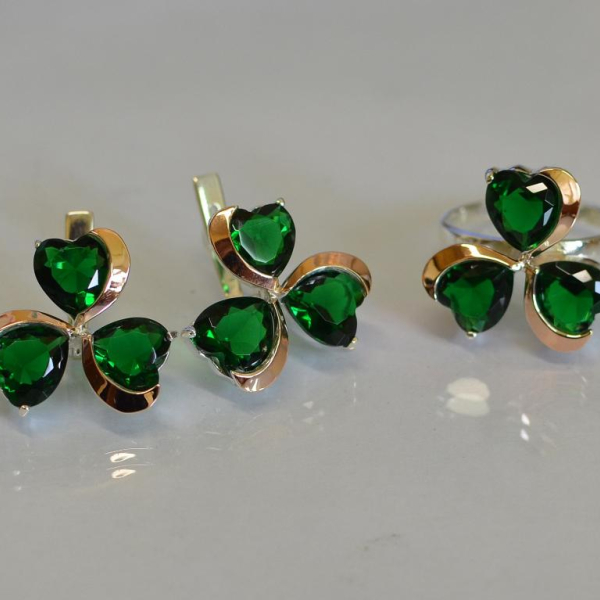 Срібний набір з накладками з золота