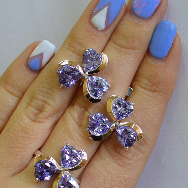 Срібний набір з накладками з золота