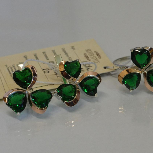 Срібний набір з накладками з золота