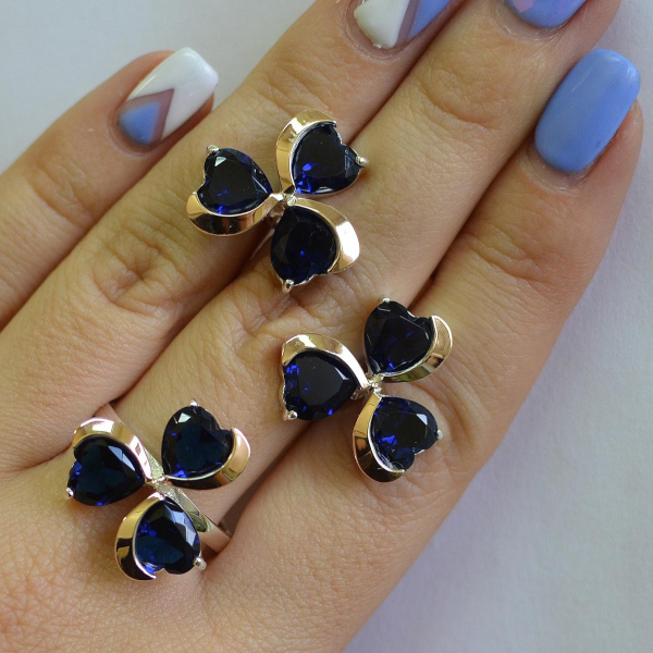 Срібний набір з накладками з золота