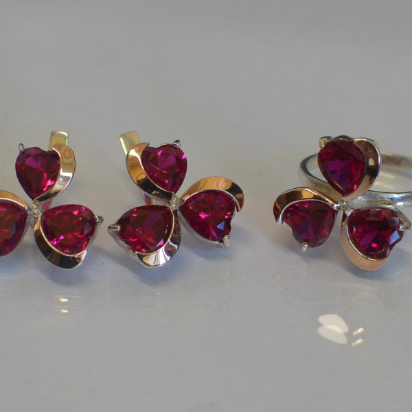 Срібний набір з накладками з золота