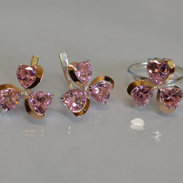 Срібний набір з накладками з золота