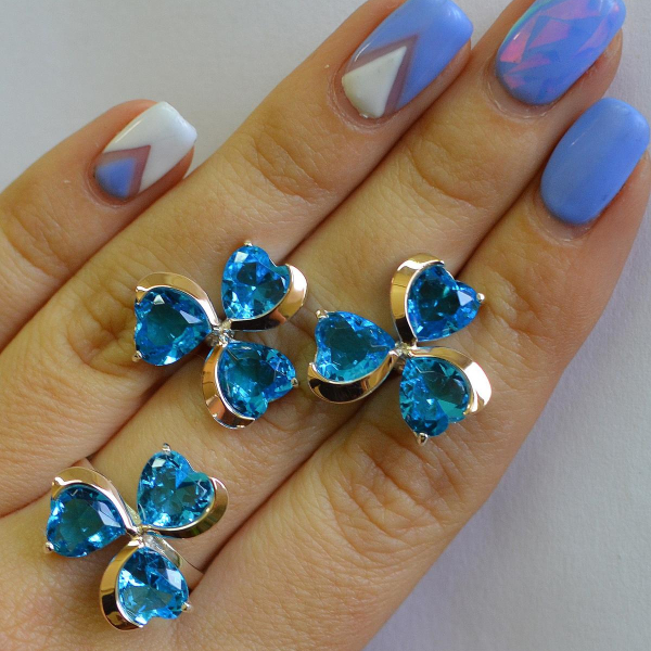 Срібний набір з накладками з золота