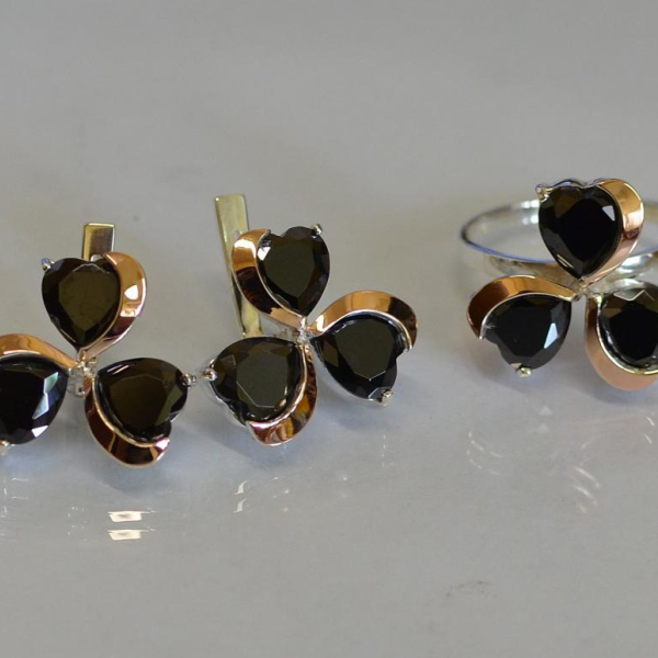 Срібний набір з накладками з золота