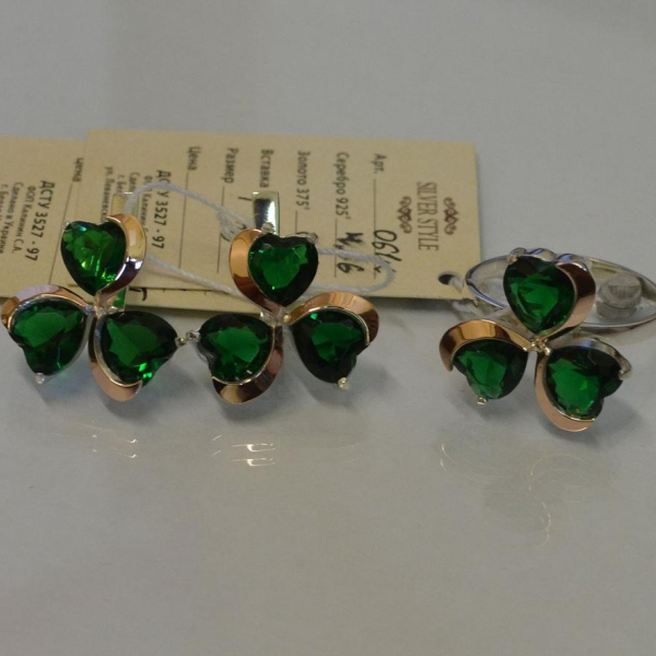 Срібний набір з накладками з золота