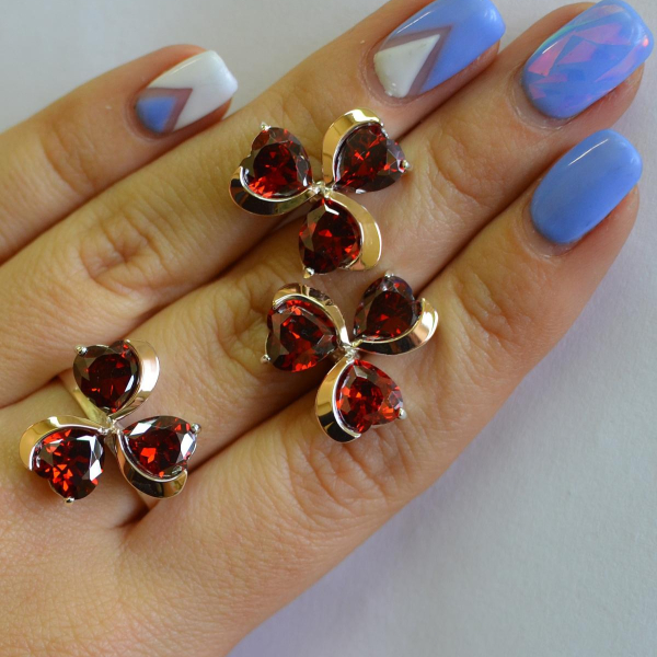 Срібний набір з накладками з золота