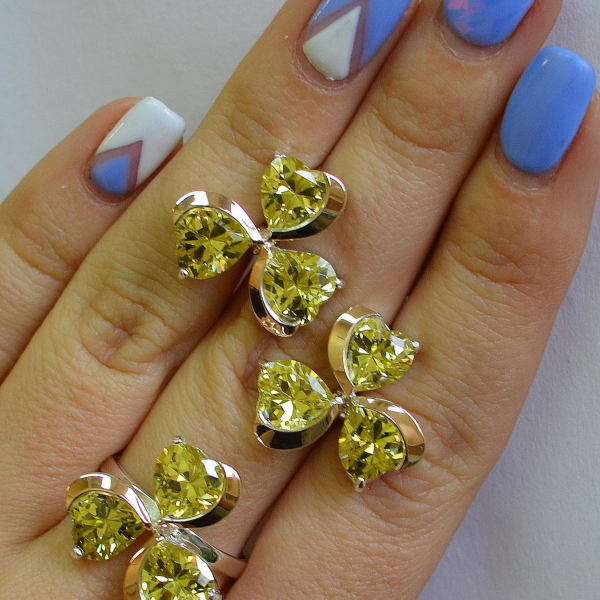 Срібний набір з накладками з золота