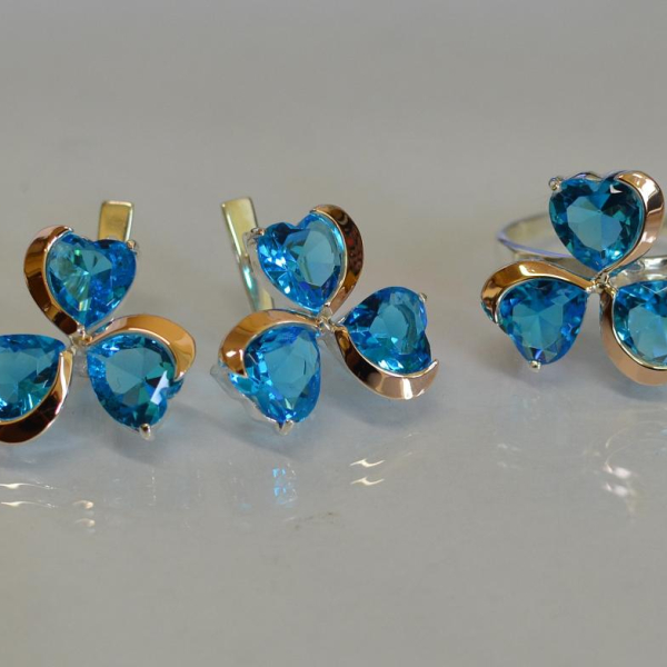 Срібний набір з накладками з золота