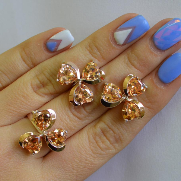 Срібний набір з накладками з золота