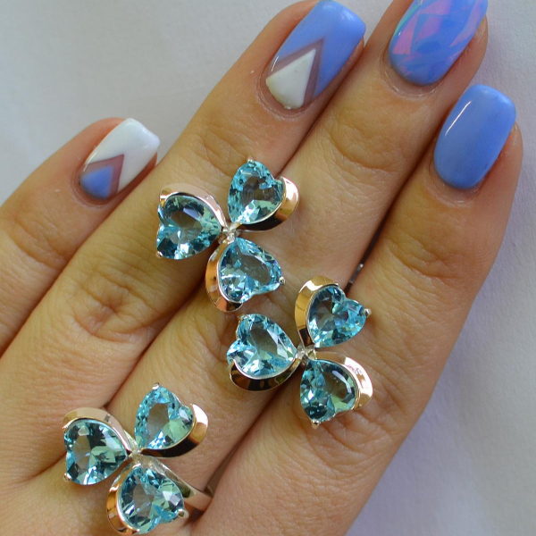 Срібний набір з накладками з золота