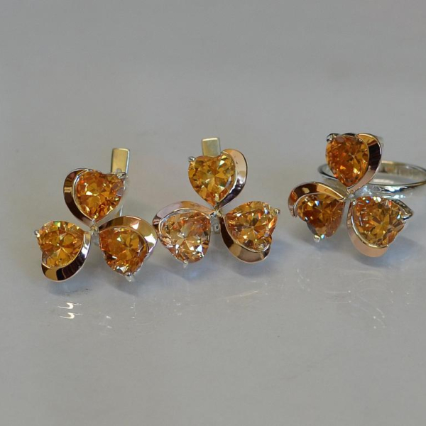 Срібний набір з накладками з золота