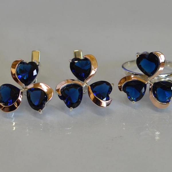 Срібний набір з накладками з золота