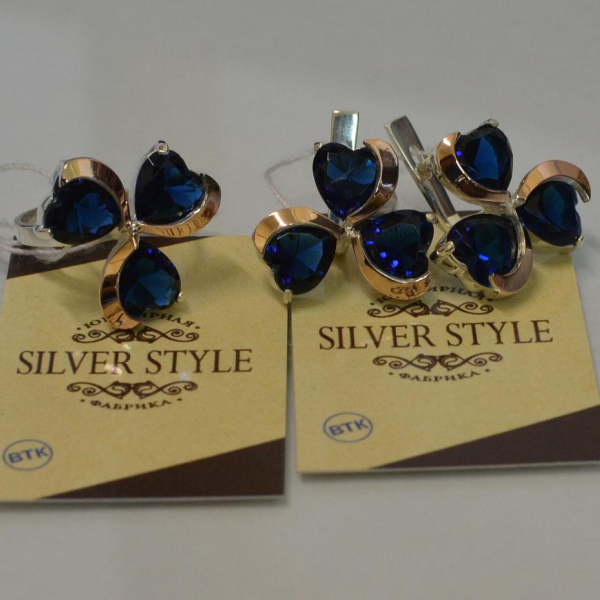 Срібний набір з накладками з золота