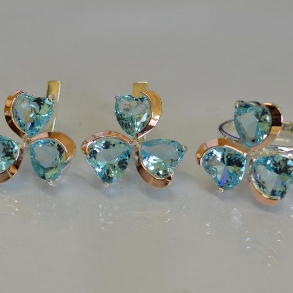 Срібний набір з накладками з золота