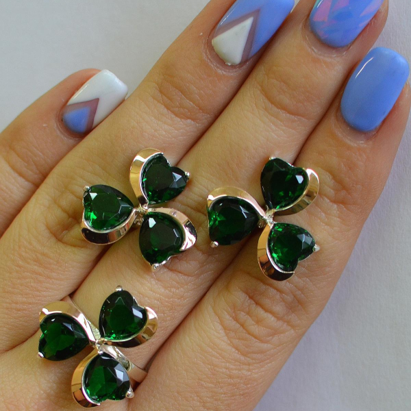 Срібний набір з накладками з золота