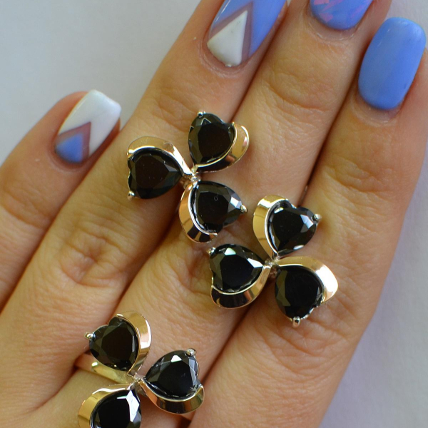 Срібний набір з накладками з золота