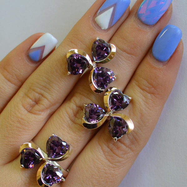 Срібний набір з накладками з золота