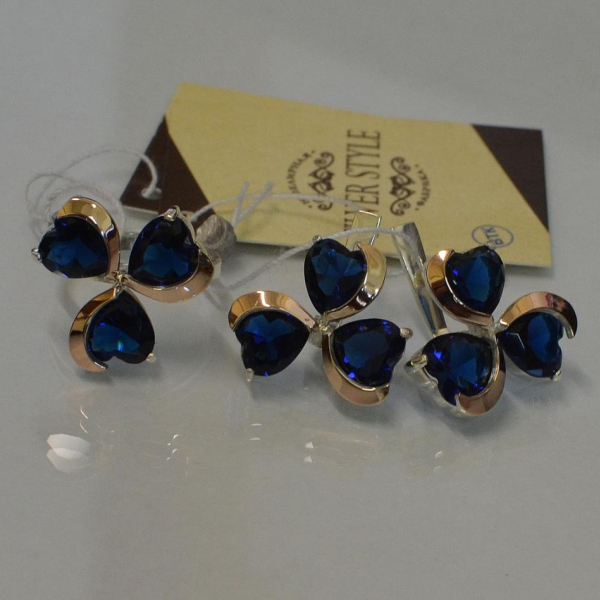 Срібний набір з накладками з золота