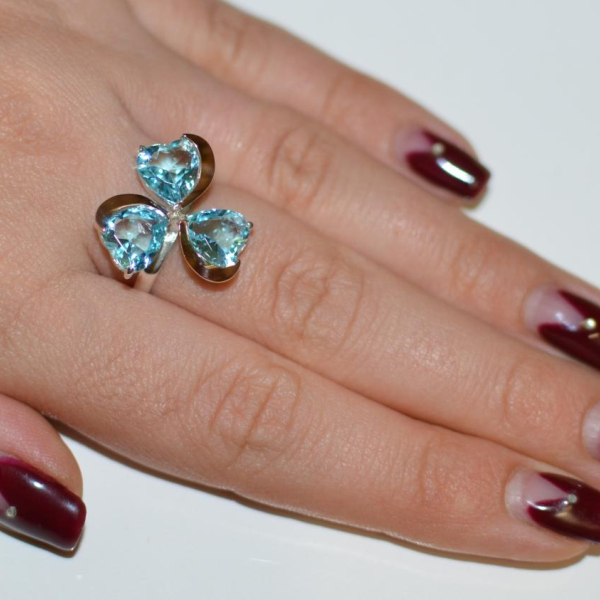 Срібна каблучка з пластинами із золота