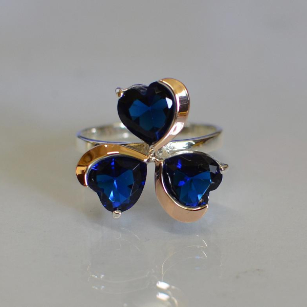 Срібна каблучка з пластинами із золота