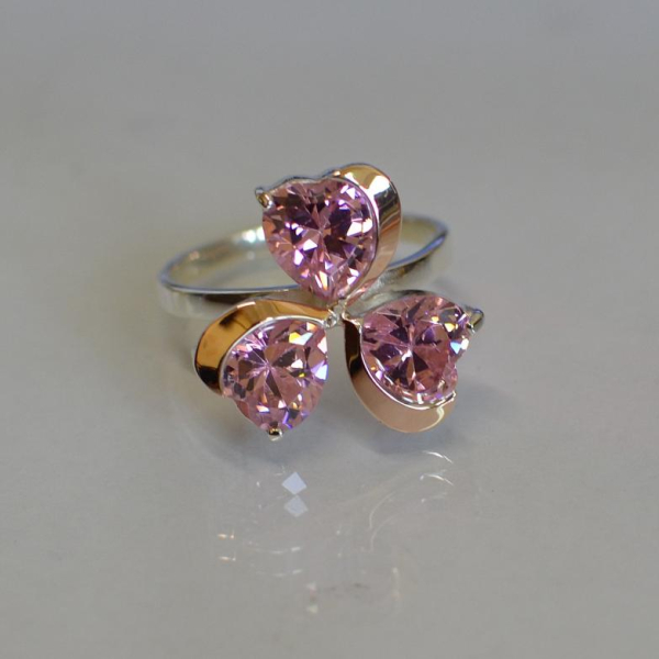 Срібна каблучка з пластинами із золота