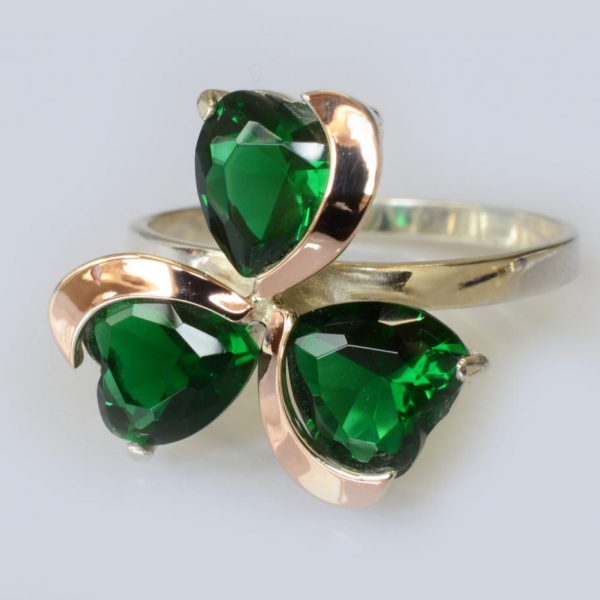 Срібна каблучка з пластинами із золота