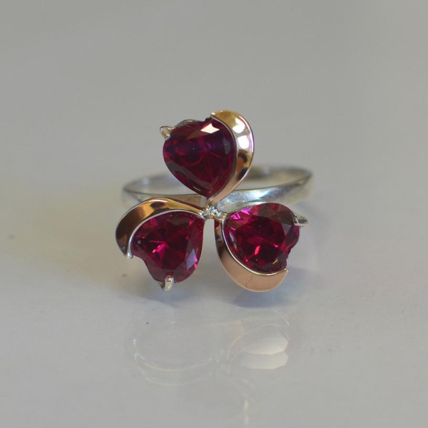 Срібна каблучка з пластинами із золота