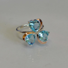 Срібна каблучка з пластинами із золота