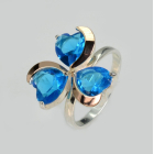 Срібна каблучка з пластинами із золота