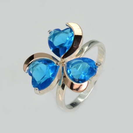 Срібна каблучка з пластинами із золота