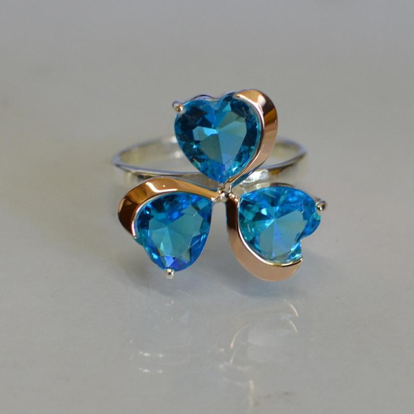 Срібна каблучка з пластинами із золота